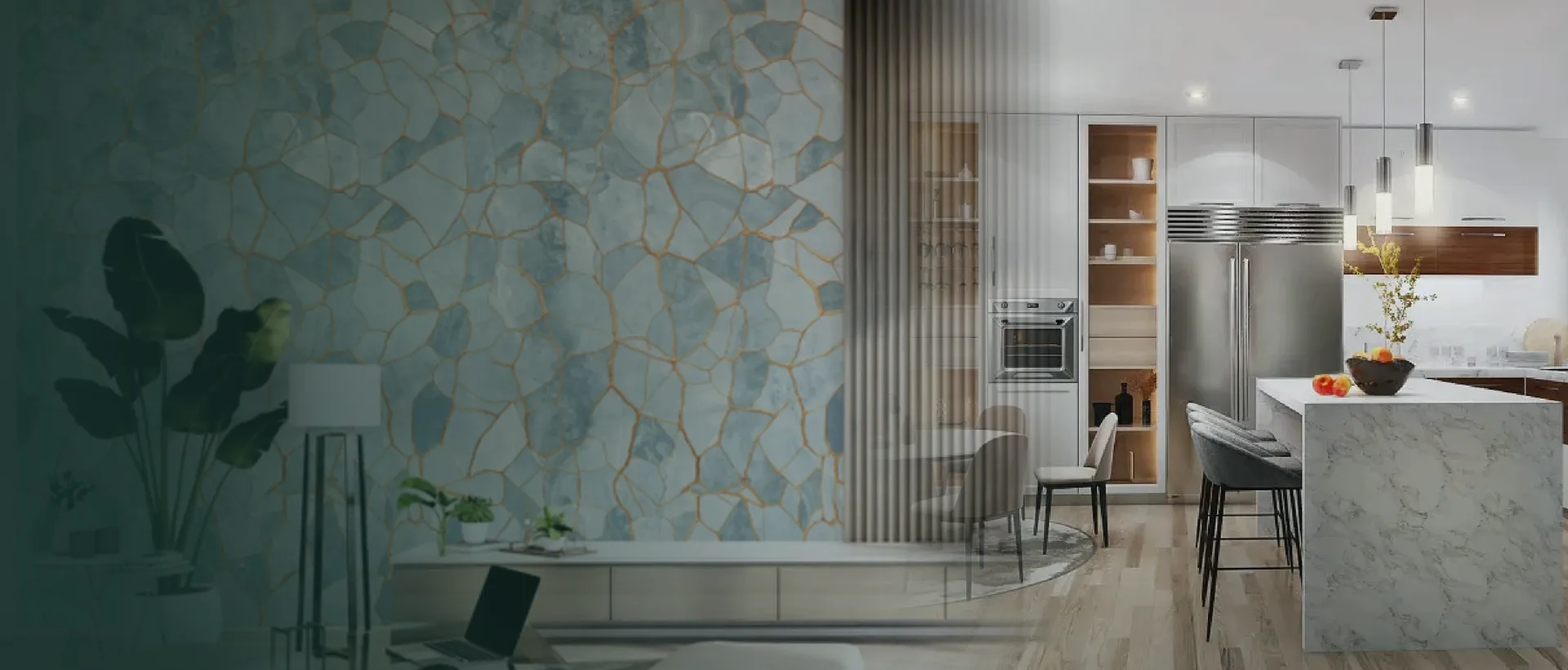 Interior elegan dengan material QUADRA dan furnitur FOSCA